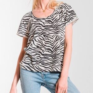 Z Supply Zebra Print Tee Size Medium | Animal Print Casual Top